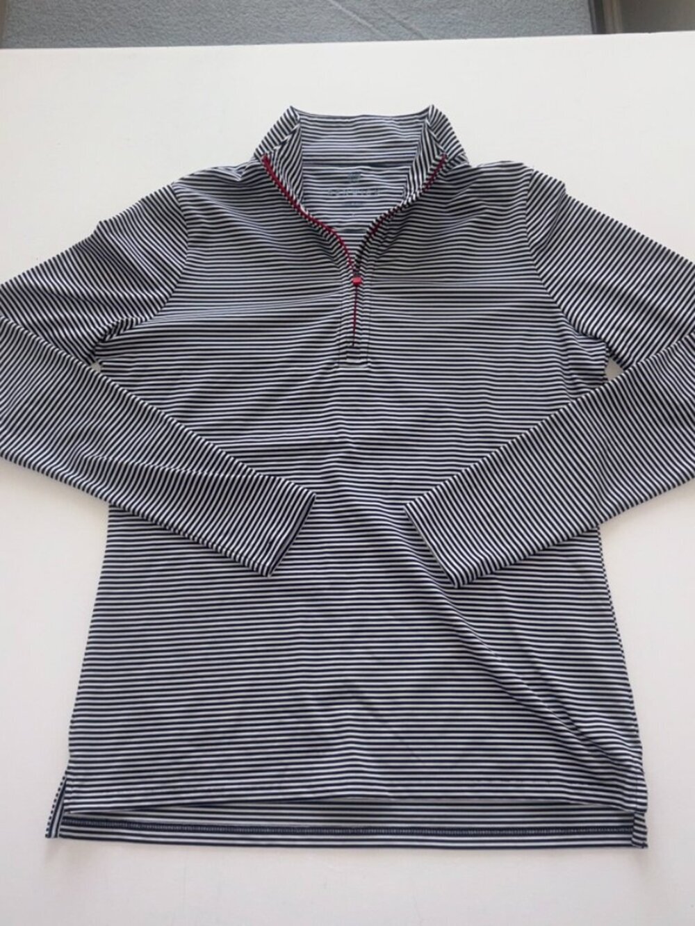 Women's Long-Sleeve Striped Quarter-Zip Performance Top - Black & White - Picture 5 of 11